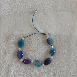 Blue and Purple Beaded Bracelet